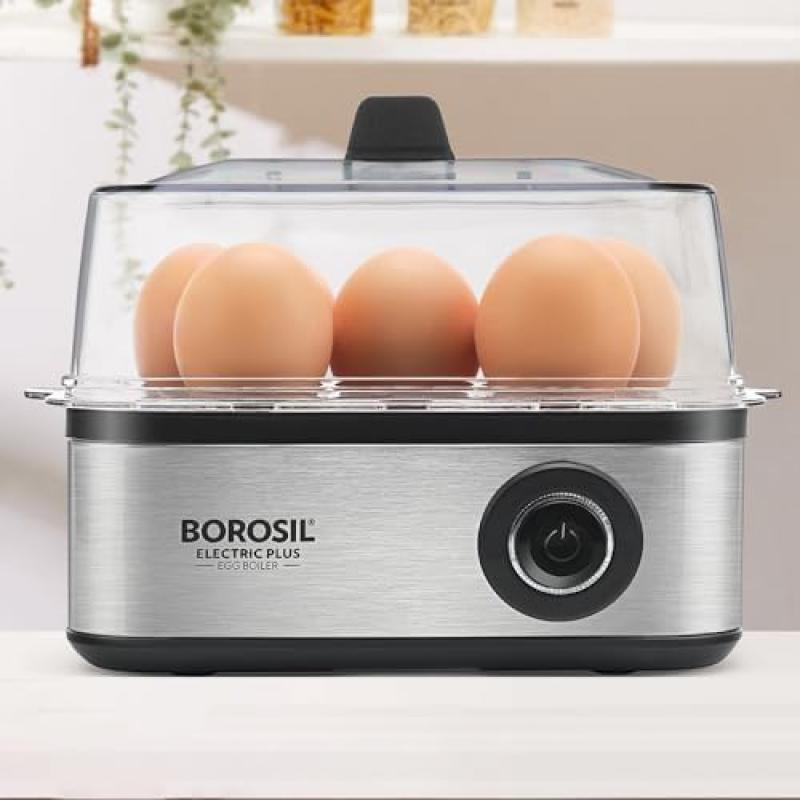 NutriCook Rapid Egg Cooker: 7 Egg Capacity Electric Egg Cooker for Boiled Eggs, Poached Eggs, Scrambled Eggs, or Omelettes with Auto Shut Off Feature - Silver