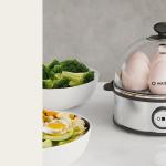 NutriCook Rapid Egg Cooker: 7 Egg Capacity Electric Egg Cooker for Boiled Eggs, Poached Eggs, Scrambled Eggs, or Omelettes with Auto Shut Off Feature - Silver